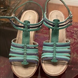 Hush Puppies Women's Teal and Navy Sandals